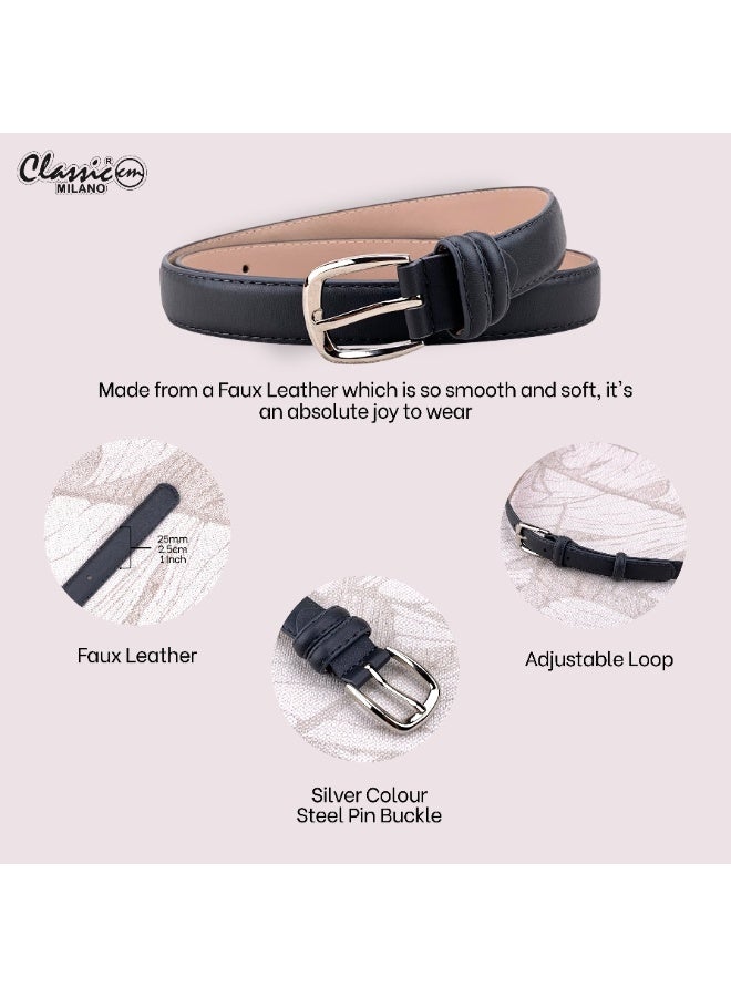 Classic Milano Women's Belt with Gift Box | Faux Leather Ladies Belt for Dresses, Jeans & Gowns | Stylish Womens Belt | Adjustable Girls Belt | Belt for Women with Elegant Buckle - Image 4